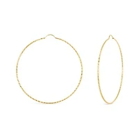 10K Yellow Gold 50mm Diamond Cut Hoop Earrings