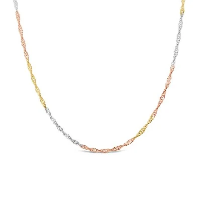 10K Three Colour 18" 1.2mm Singapore Chain