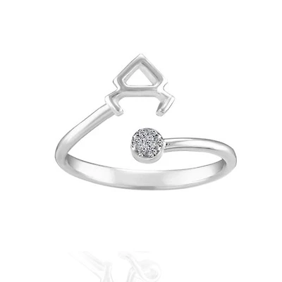 Sterling Silver Diamond Taurus Zodiac Ring - Size 6