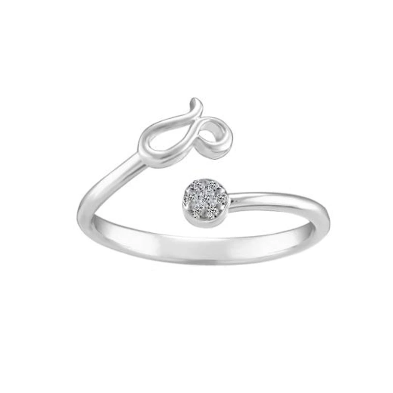 Sterling Silver Diamond Leo Zodiac Ring - Size 8