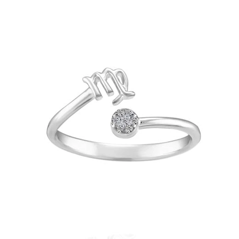 Sterling Silver Diamond Virgo Zodiac Ring - Size 6