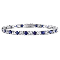 Julianna B Sterling Silver Created Blue & White Sapphire Bracelet