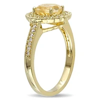 Julianna B Sterling Silver Yellow Plated Citrine & Diamond Ring