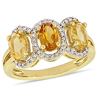 Julianna B Sterling Silver Yellow Plated Citrine & Diamond Ring