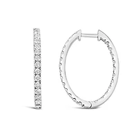 14K White Gold Lab Grown 2.00CTW Diamond Hoops