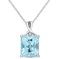 Julianna B Sterling Silver Sky Blue Topaz & White Topaz Pendant
