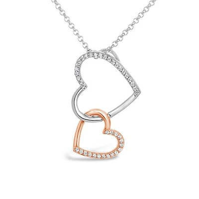 Sterling Silver Cubic Zirconia 19" Interlocking Heart Pendant