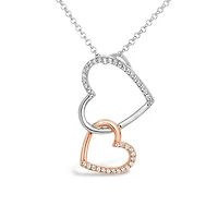 Sterling Silver Cubic Zirconia 19" Interlocking Heart Pendant