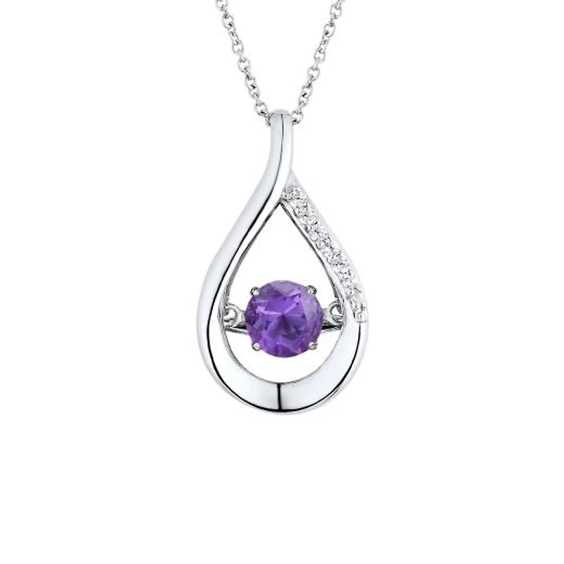 Sterling Silver Amethyst & Cubic Zirconia Dancing Pendant