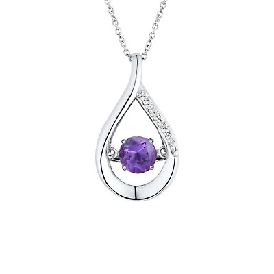 Sterling Silver Amethyst & Cubic Zirconia Dancing Pendant