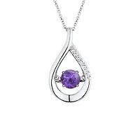 Sterling Silver Amethyst & Cubic Zirconia Dancing Pendant