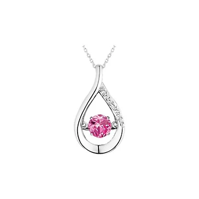 Sterling Silver Created Sapphire & Cubic Zirconia Dancing Pendant