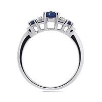 Sterling Silver Created Sapphire & Created White Sapphire Ring
