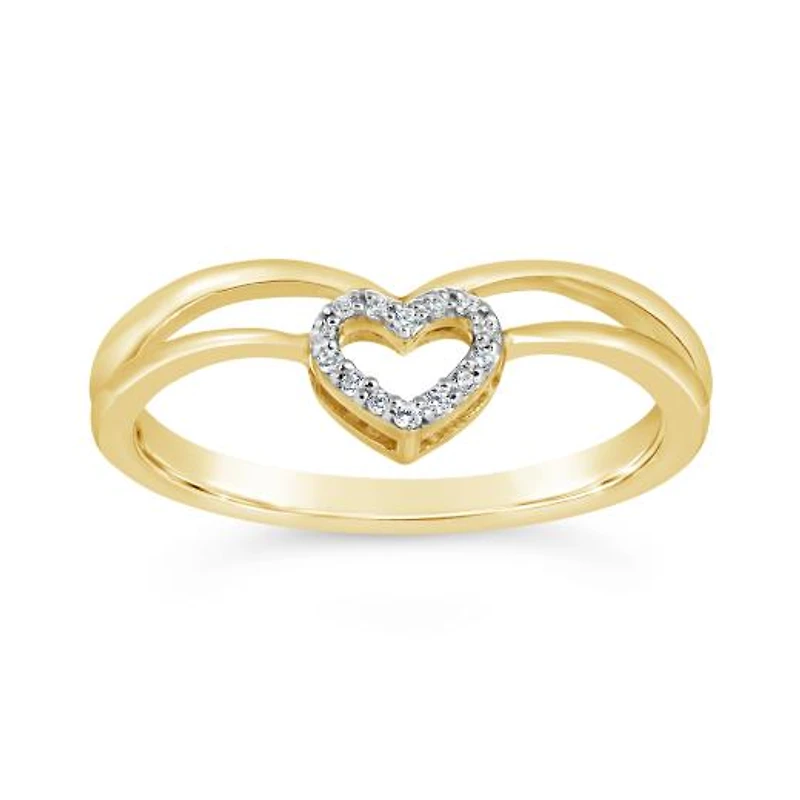 10K Yellow Gold 0.05CTW Diamond Heart Ring