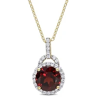 Julianna B Sterling Silver Yellow Plating Garnet & White Topaz Pendant