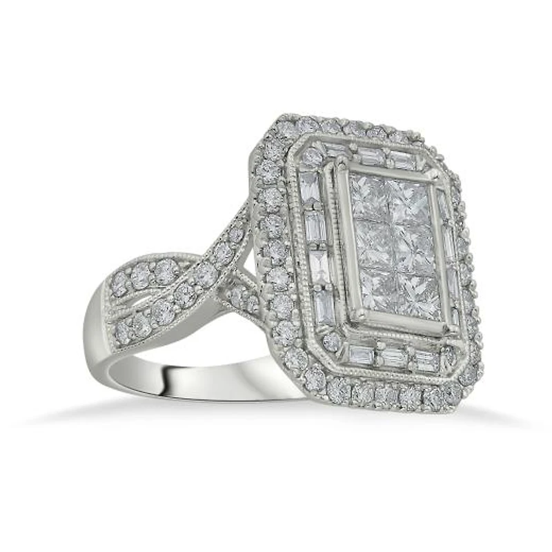14K White Gold 2.00CTW Diamond Princessa Fashion Ring