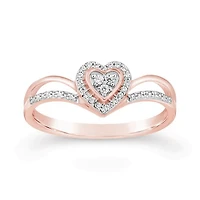10K Rose Gold 0.10CTW Diamond Heart Ring
