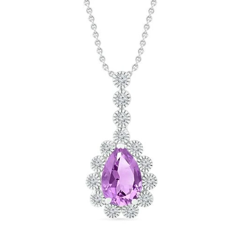 Sterling Silver Amethyst & Created White Sapphire Pendant