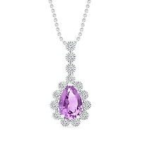 Sterling Silver Amethyst & Created White Sapphire Pendant