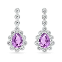 Sterling Silver Amethyst & Created White Sapphire Earrings