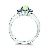 Sterling Silver Opal & Multi Gemstone Ring