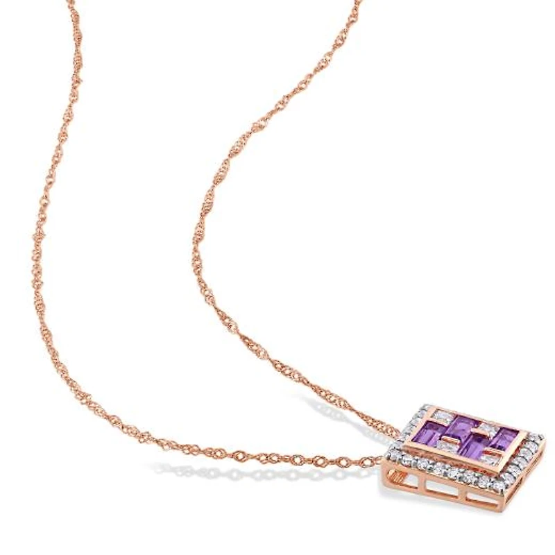 Julianna B 10K Rose Gold Amethyst & White Topaz Pendant