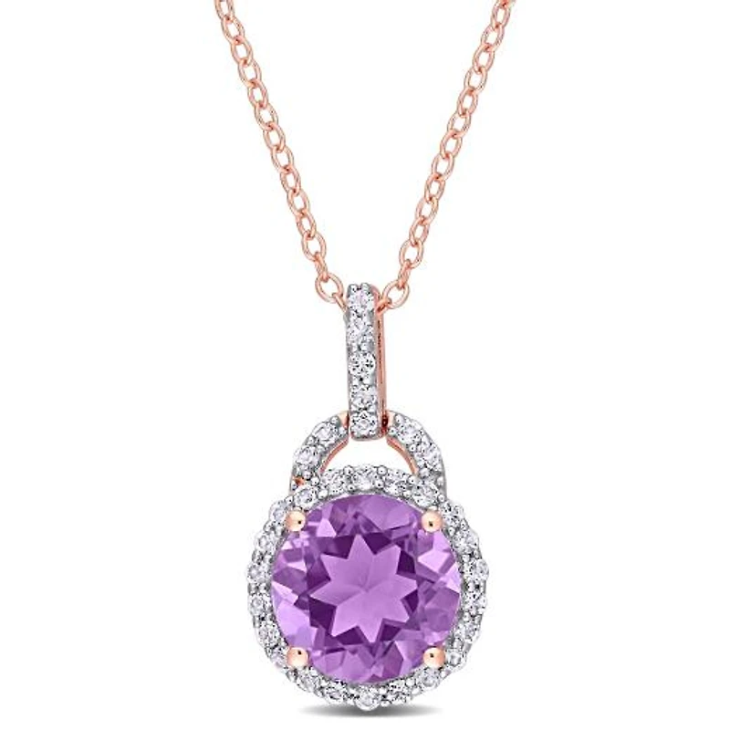 Julianna B Sterling Silver Amethyst & White Topaz Pendant