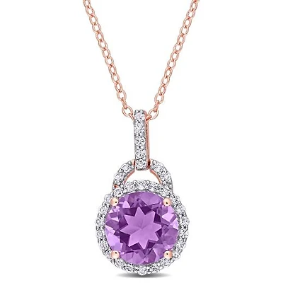 Julianna B Sterling Silver Amethyst & White Topaz Pendant