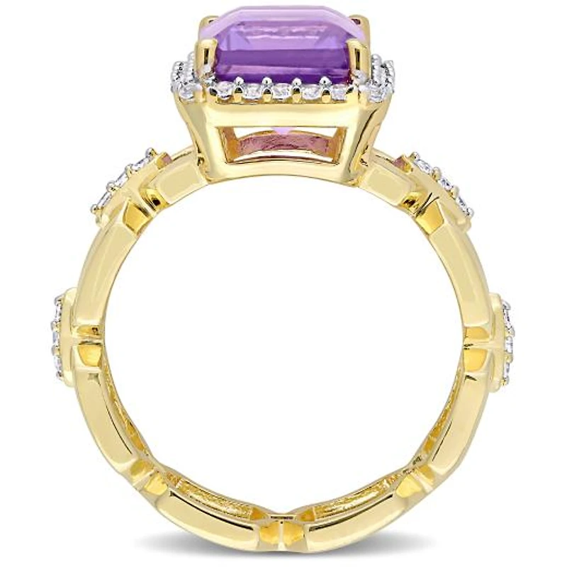 Julianna B Sterling Silver Amethyst & 0.06CTW Diamond Ring