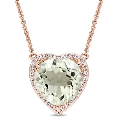 Julianna B 14K Rose Gold Green Quartz & 0.20CTW Diamond Pendant