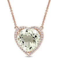 Julianna B 14K Rose Gold Green Quartz & 0.20CTW Diamond Pendant