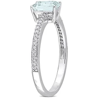 Julianna B 10K White Gold Aquamarine & 0.10ctw Diamond Ring