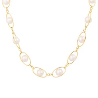 Sterling Silver 10K Yellow Gold Plated 11-12mm 18" Freshwater Pearl Necklace