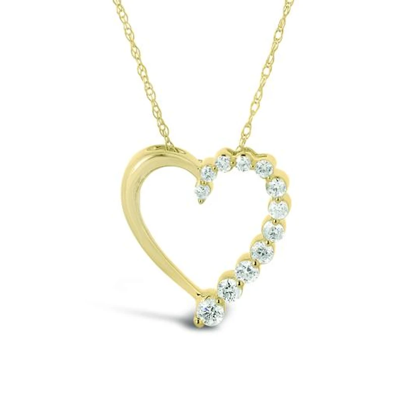 10K Yellow Gold 0.20CTW Diamond Journey Heart Pendant