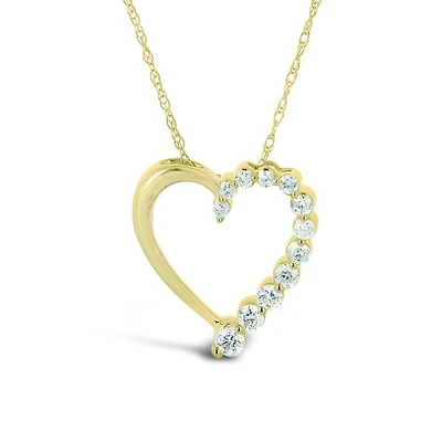 10K Yellow Gold 0.20CTW Diamond Journey Heart Pendant