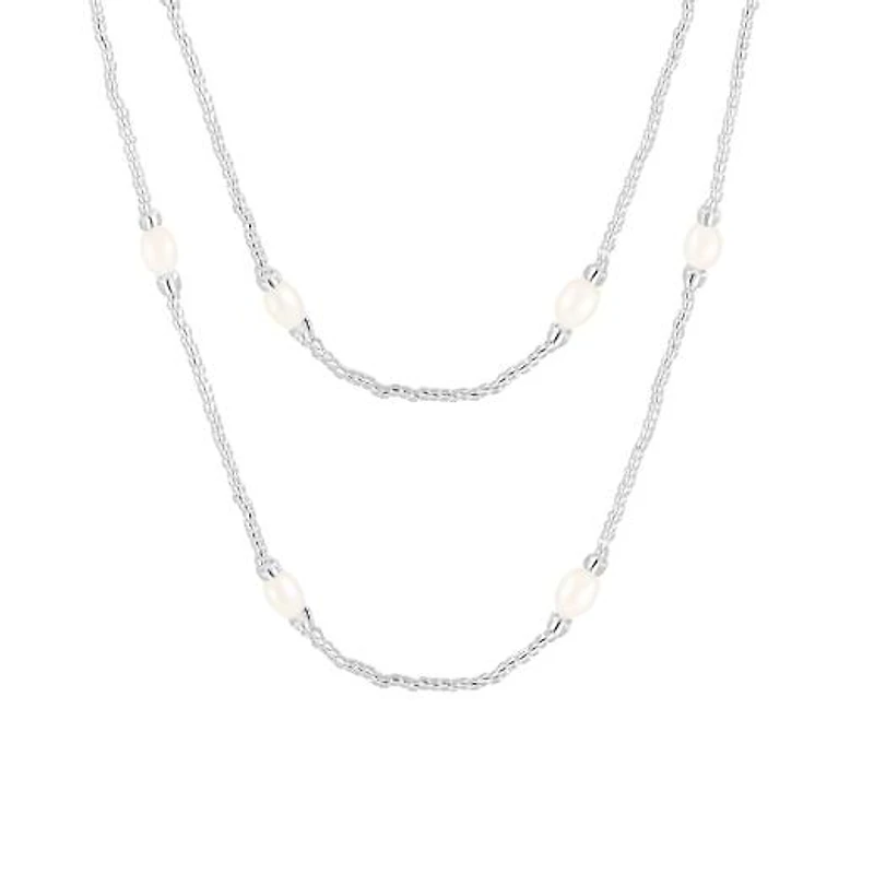 36" Endless 7-8mm Freshwater Pearl Necklace with Glass Beads