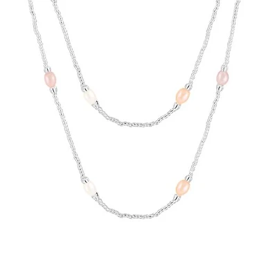 36" Endless 7-8mm Freshwater Pearl Necklace with Glass Beads