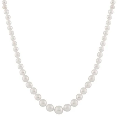 14K Yellow Gold 4-8mm White Freshwater Pearl 18" Necklace
