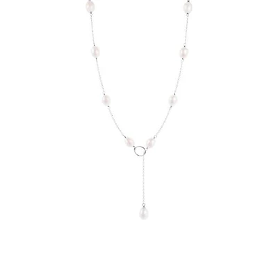 Sterling Silver 7.5-8mm Freshwater Pearls 18" Necklace