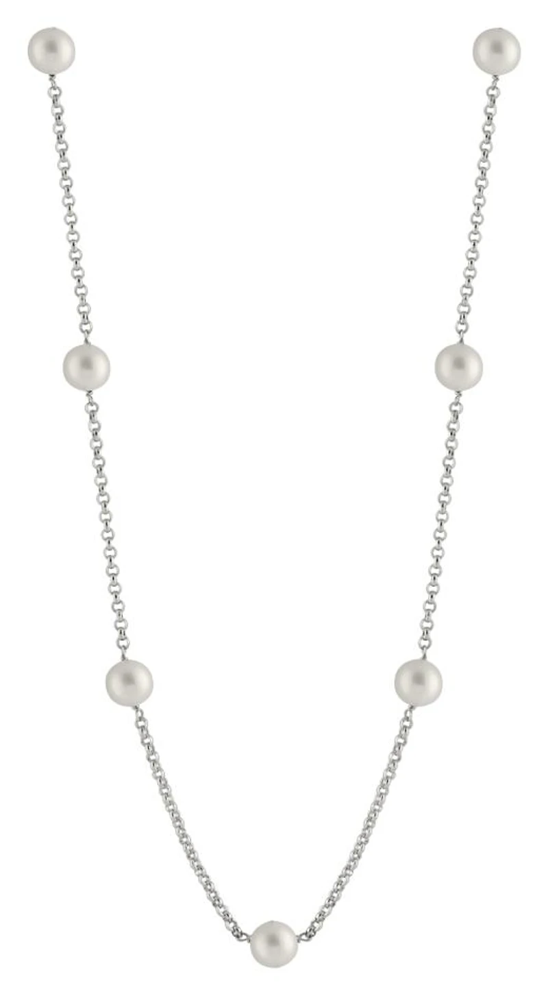Sterling Silver 8-9mm White Freshwater Pearl 20" Necklace