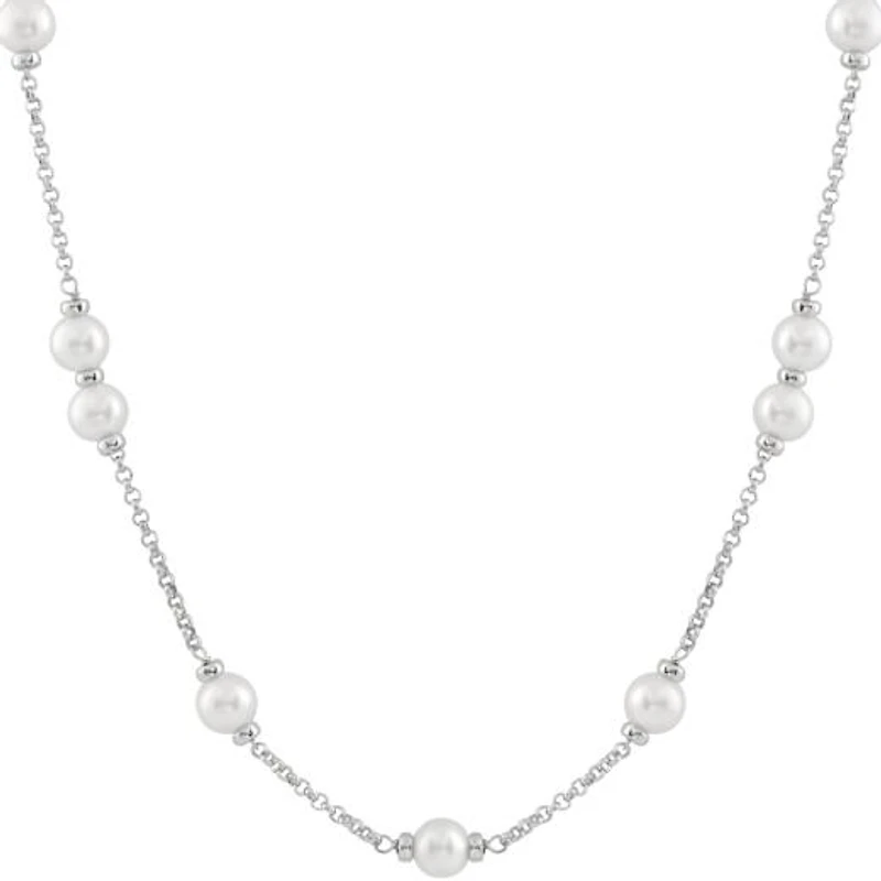 Sterling Silver 8-9mm White Pearls 18" Necklace