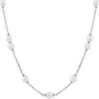Sterling Silver 8-9mm White Pearls 18" Necklace