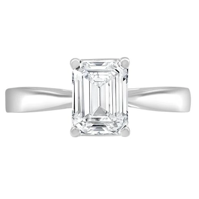 14K White Gold Lab Grown Emerald Cut Diamond 1.90CT SI1/GH
