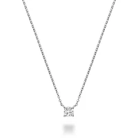 10K White Gold 0.07CT Diamond Solitaire Pendant
