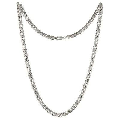 Sterling Silver 24" 5.3mm Pave Cut Curb Chain