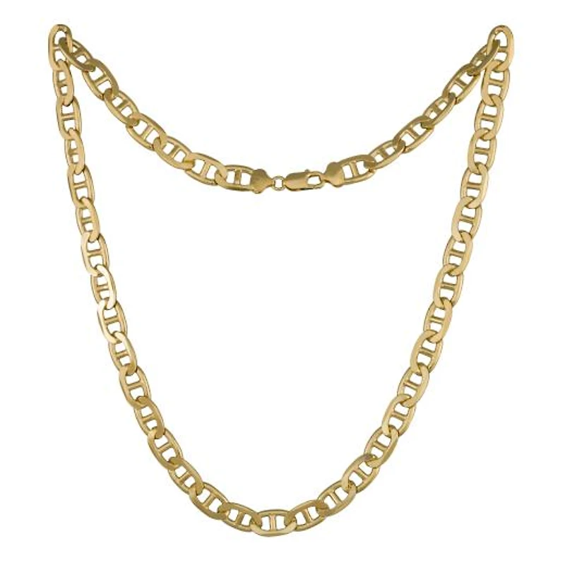 Sterling Silver 18K Yellow Gold Plated 24" 9.8mm Marine Chain