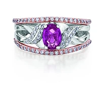 10K White Gold Pink Sapphire & Diamond Ring