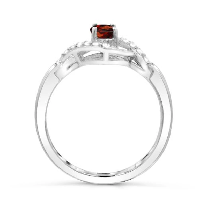 Sterling Silver Garnet & White Topaz Ring