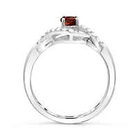 Sterling Silver Garnet & White Topaz Ring