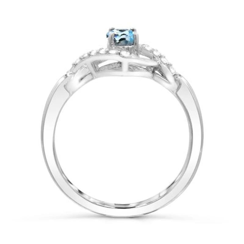 Sterling Silver Aquamarine & White Topaz Ring